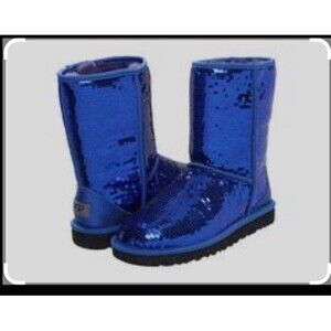 UGG Classic Short Sparkles boots Royal Blue 7 UK 5.5 2010s limited-edition WBOX